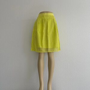 LOFT neon green eyelet cotton skirt sz 00 or xxs womens